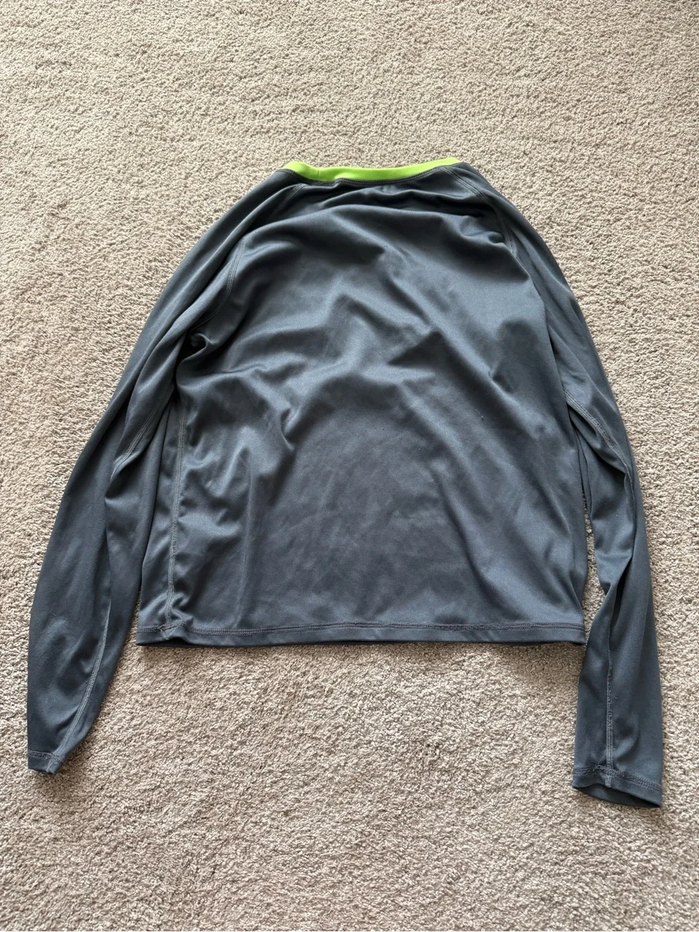 Free Country Grey & Neon Green Kids Long-Sleeve Swim Top Size L (14/16)